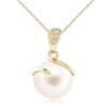 925 Sterling Silver 8MM Freshwater Cultured Pearl Spiral Diamond Pendant Accent - Image 2