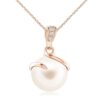 925 Sterling Silver 8MM Freshwater Cultured Pearl Spiral Diamond Pendant Accent - Image 3