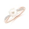 925 Sterling Silver 8MM Freshwater Cultured Pearl Twist Shank Diamond Ring Pave - Image 4