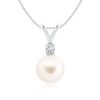 925 Sterling Silver 8MM Freshwater Cultured Pearl V Bale Pendant