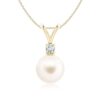 925 Sterling Silver 8MM Freshwater Cultured Pearl V Bale Pendant - Image 2