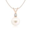 925 Sterling Silver 8MM Freshwater Cultured Pearl V Bale Pendant - Image 3