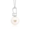 925 Sterling Silver 8MM Freshwater Cultured Pearl V Bale Pendant - Image 4