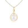925 Sterling Silver 8MM Twist Freshwater Cultured Pearl and Diamond Pendant - Image 2