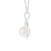 925 Sterling Silver 8MM Twist Freshwater Cultured Pearl and Diamond Pendant - Image 4