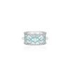 Aqua enamel sterling silver ring with patterned finish and gold plating