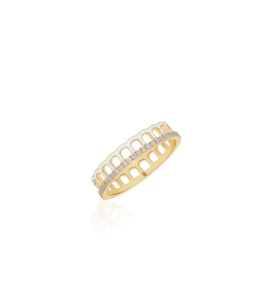 925 Sterling Silver Alma Ivory Arch Diamond Ring