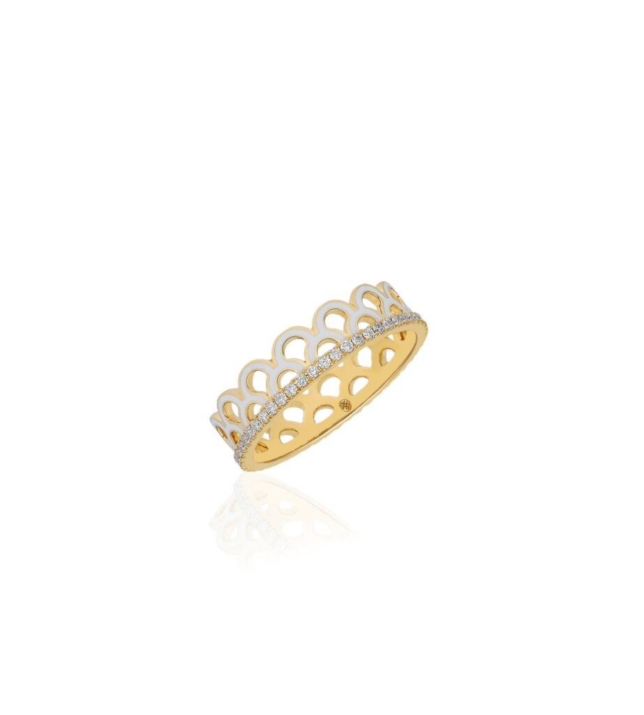 925 Sterling Silver Alma Ivory Duo Dome Diamond Ring