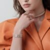 Distinctive open bangle in sterling silver with modern styling