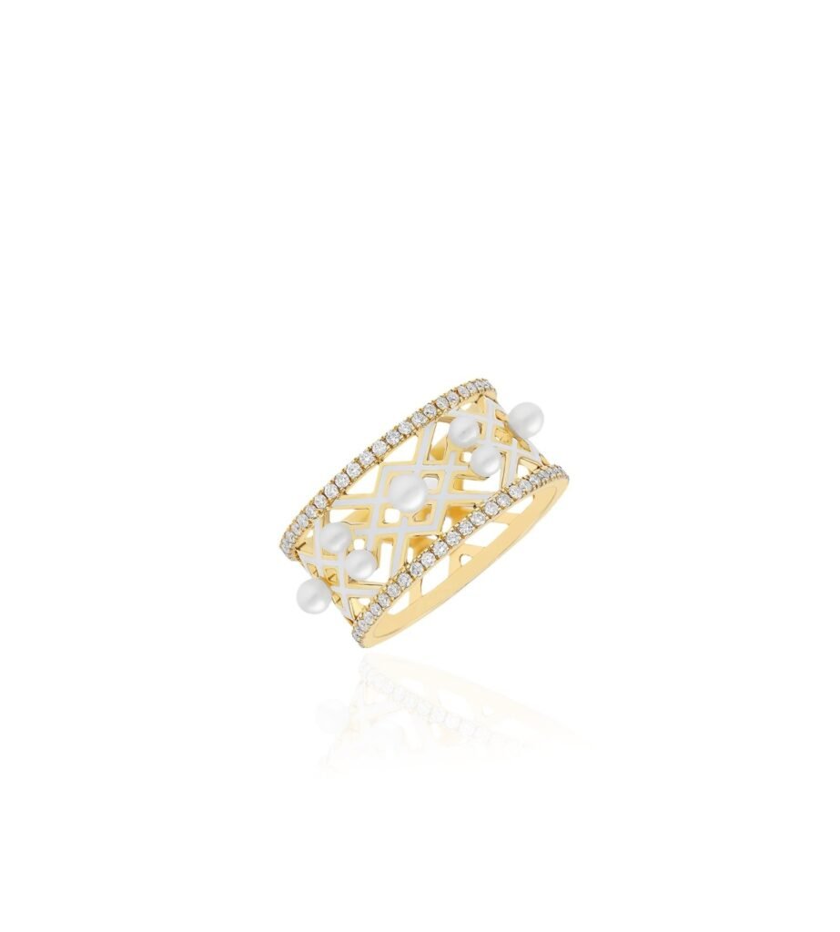 925 Sterling Silver Alma Ivory Knuckle Diamond Ring