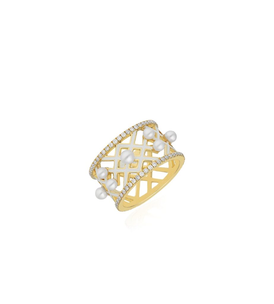 925 Sterling Silver Alma Ivory Maxi Diamond Ring