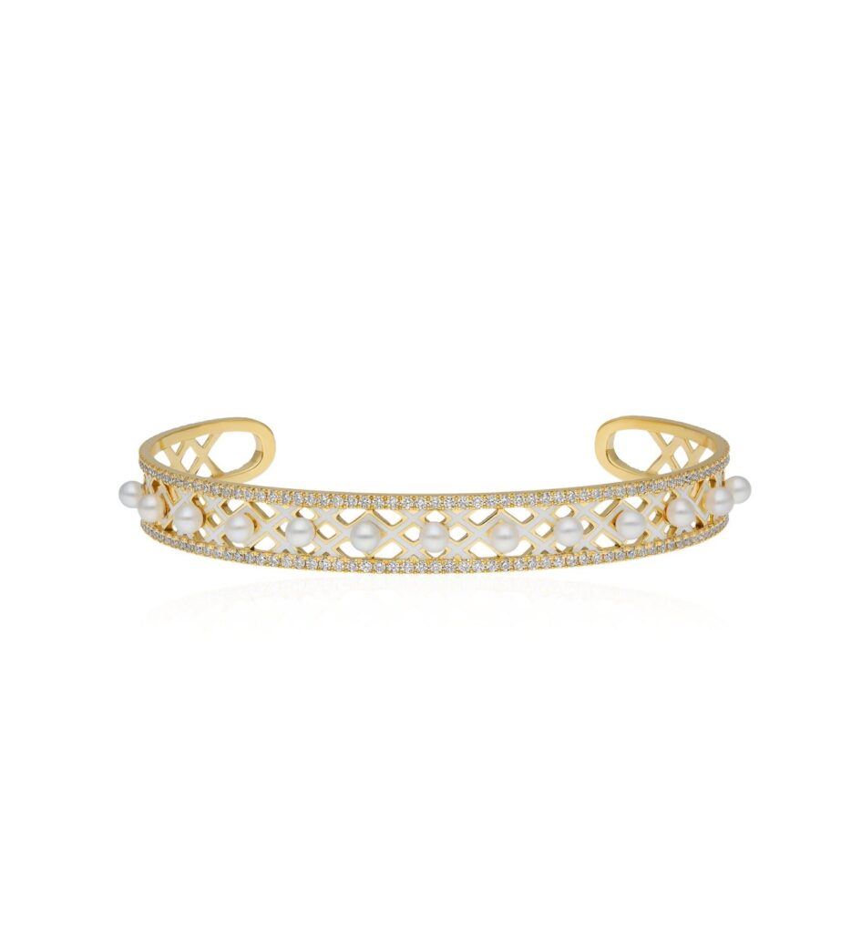 925 Sterling Silver Alma Ivory Mini Diamond Bangle