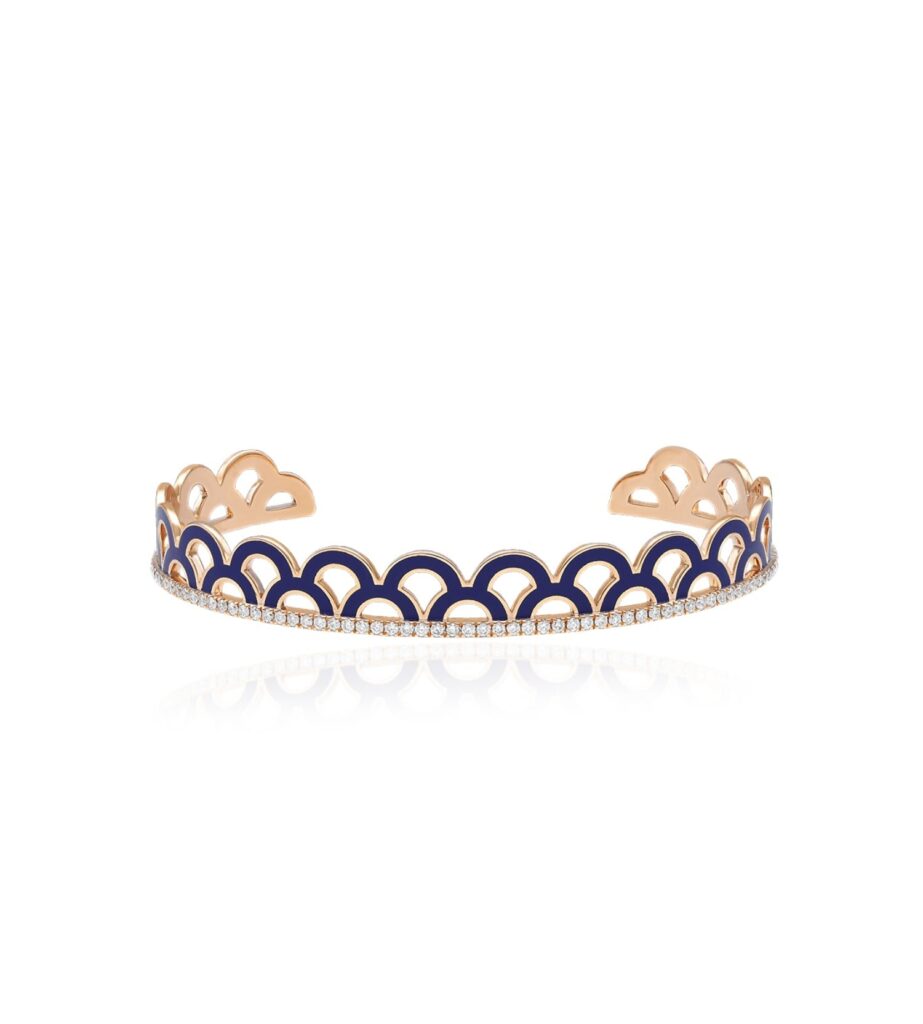 925 Sterling Silver Alma Lapis Duo Dome Diamond Bangle