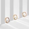 Dome ring highlighting a modern layered silhouette and refined curves