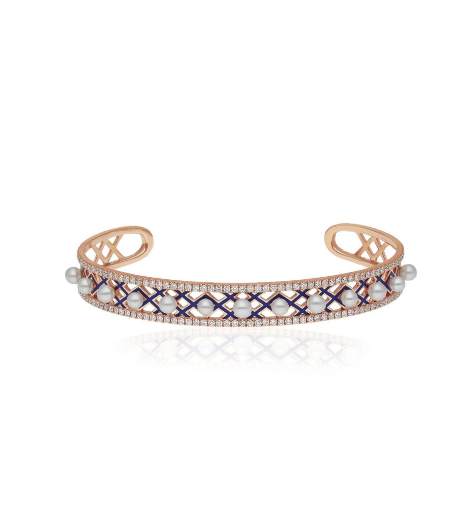 925 Sterling Silver Alma Lapis Mini Diamond Bangle