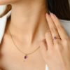 925 Sterling Silver Amethyst Combo Set Ring - Image 6
