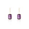 925 Sterling Silver Amethyst Dangle Earrings with cushion-cut stones
