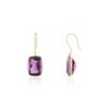 Compact amethyst dangle earrings with fish hook closure
