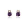 925 Sterling Silver Amethyst Diamond Stud Earrings