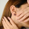 925 Sterling Silver Amethyst Diamond Stud Earrings - Image 3