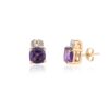 925 Sterling Silver Amethyst Diamond Stud Earrings - Image 4