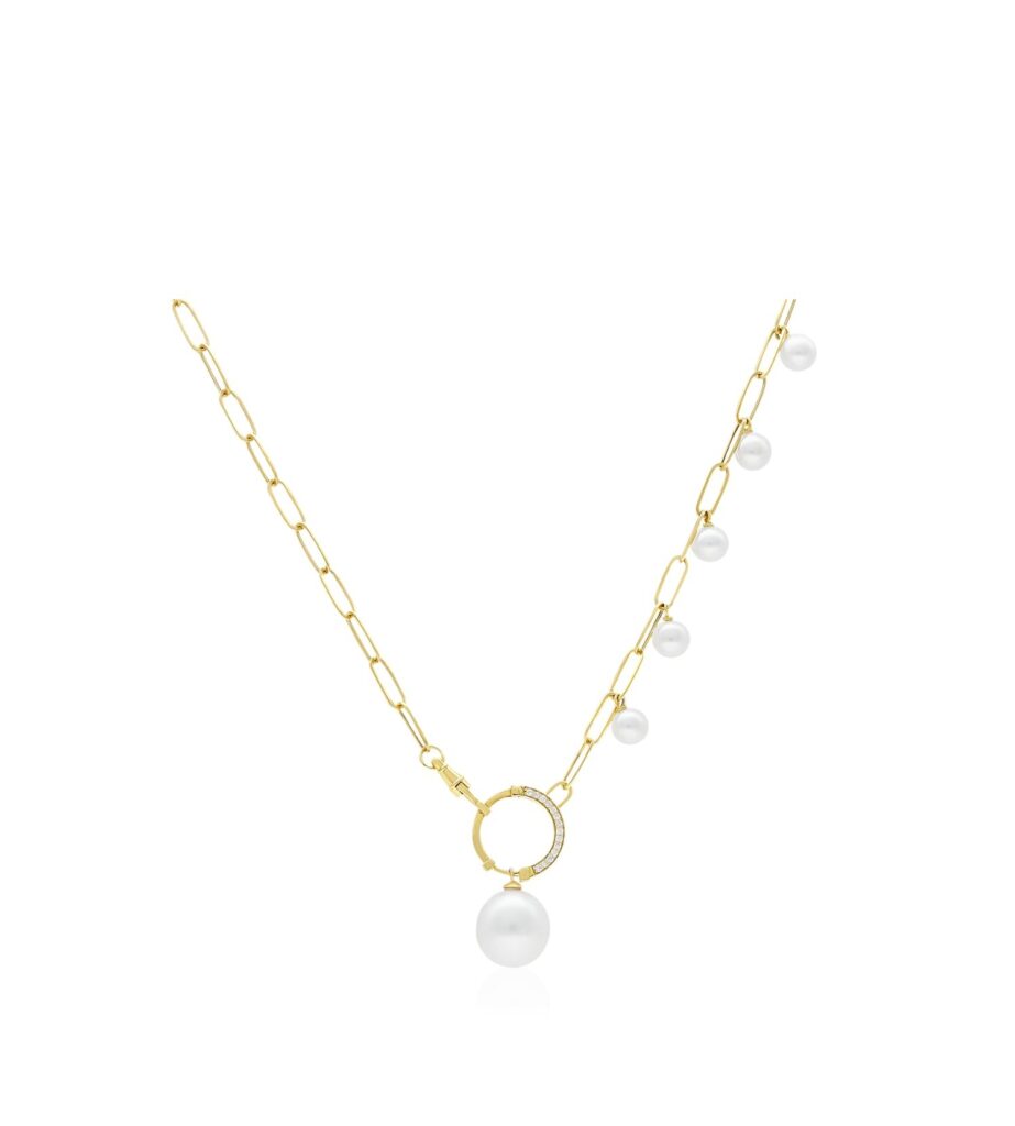 925 Sterling Silver Amulette Perlee Diamond Pearl Pendant