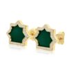 925 Sterling Silver Andalus Green Onyx Diamond Earrings - Image 3