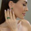 925 Sterling Silver Andalus Green Onyx Diamond Earrings - Image 4