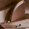 925 Sterling Silver Andalus Green Onyx Diamond Earrings - Image 5