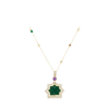 925 Sterling Silver Andalus Green Onyx Diamond Pearl Pendant
