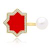 925 Sterling Silver Andalus Maxi Coral Diamond Pearl Ring - Image 3