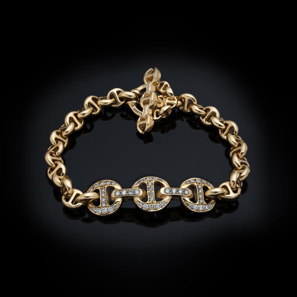 925 Sterling Silver Antiquated Diamond ID Bracelet