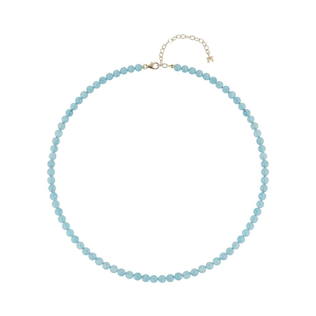 925 Sterling Silver Aquamarine Beaded Choker