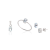 925 Sterling Silver Aquamarine Combo Set Ring