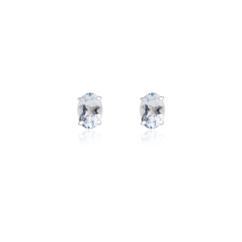 925 Sterling Silver Aquamarine Stud Earrings