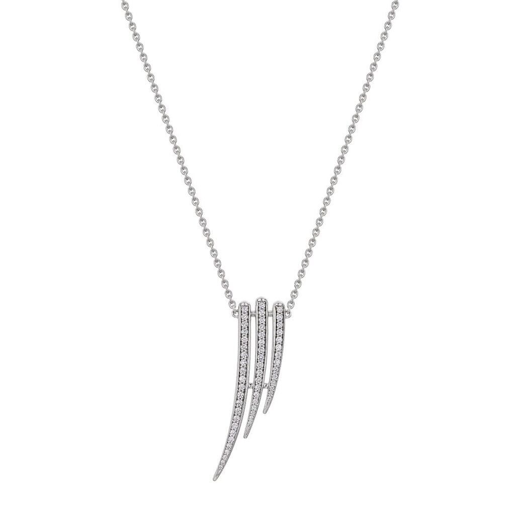 925 Sterling Silver Armis Cascade Diamond Necklace Pave