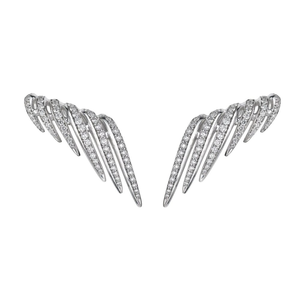 925 Sterling Silver Armis Climber Stud Diamond Earrings Pave