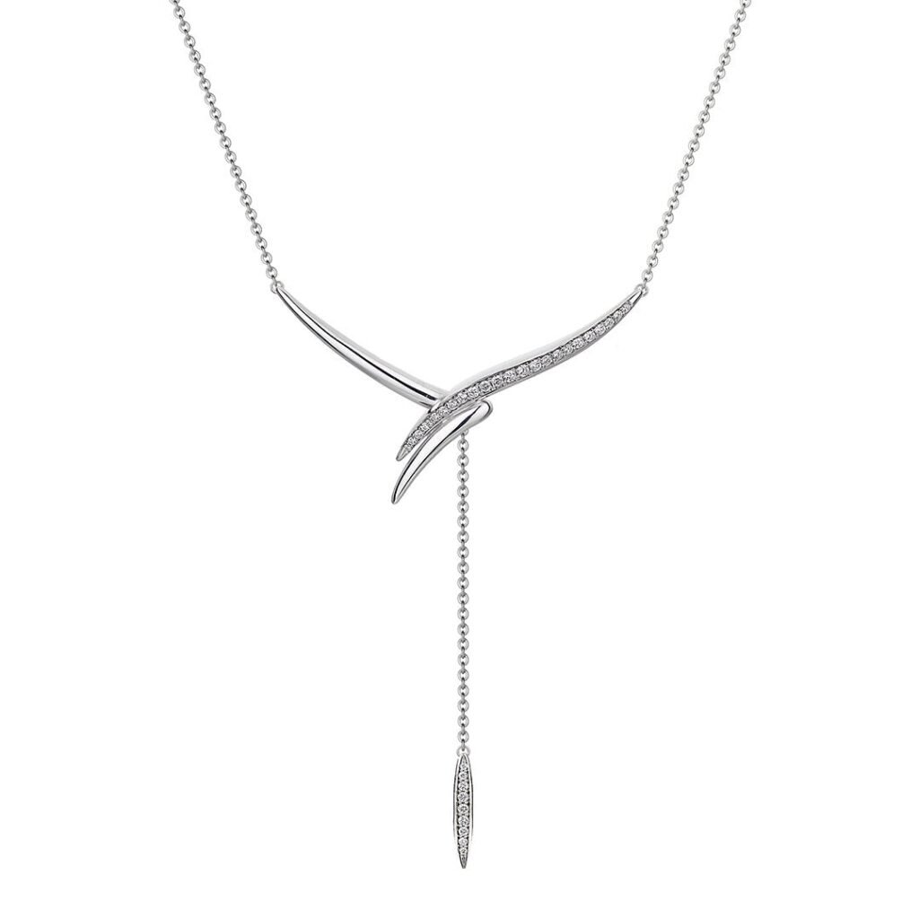 925 Sterling Silver Armis Drop Diamond Necklace Pave