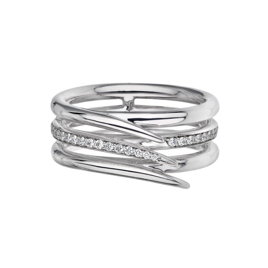 925 Sterling Silver Armis Single Row Diamond Ring Pave