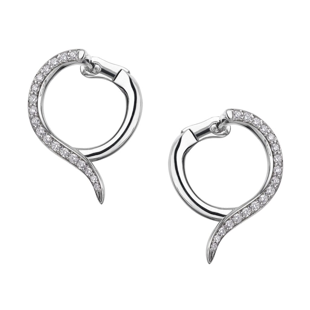 925 Sterling Silver Armis Small Hoop Diamond Earrings Pave