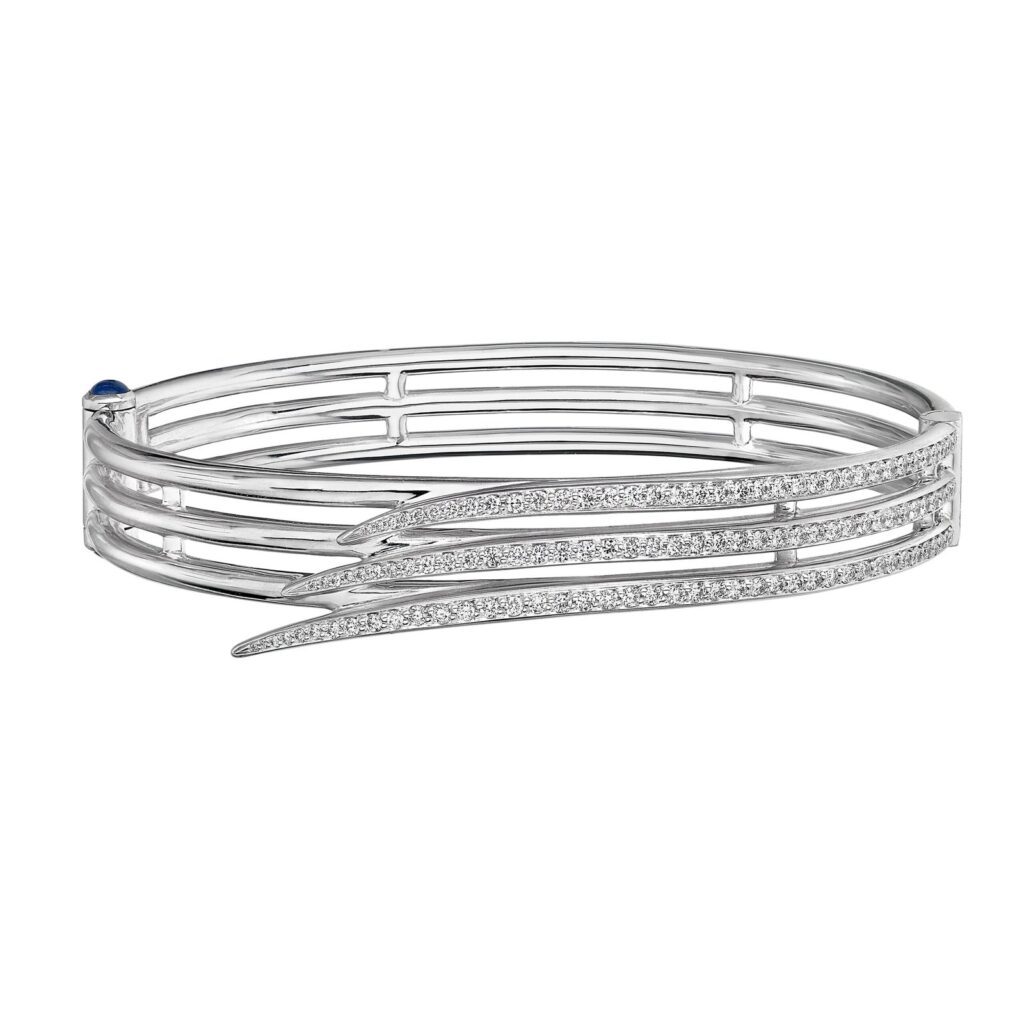 925 Sterling Silver Armis Triple Row Diamond Bangle Pave
