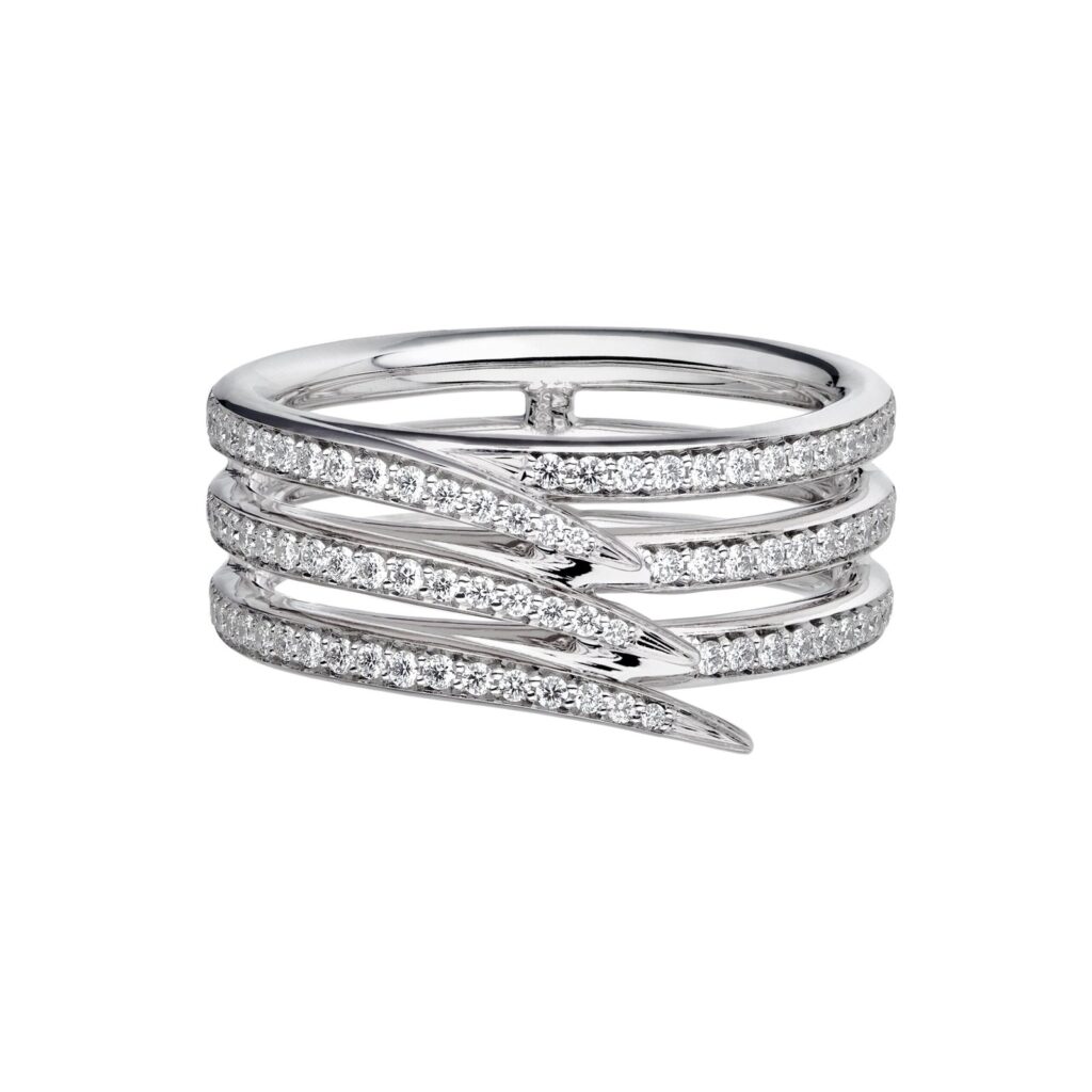 925 Sterling Silver Armis Triple Row Diamond Ring Pave