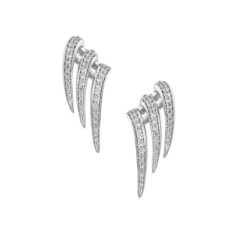 925 Sterling Silver Armis Triple Stud Diamond Earrings Pave