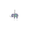 925 Sterling Silver Art Deco Emerald and Blue Sapphire Elephant Pendant