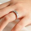 925 Sterling Silver Art Deco Round and Baguette Diamond Wedding Band - Image 13