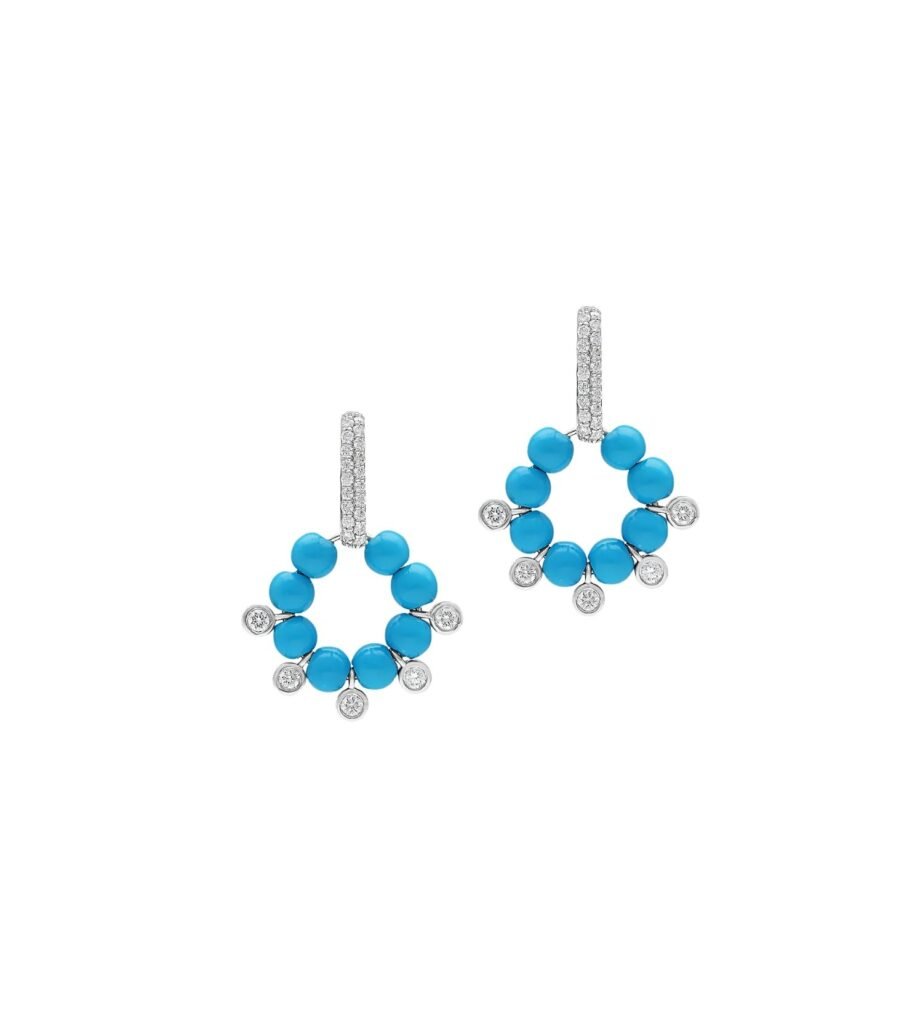 925 Sterling Silver Aura Turquoise Diamond Earrings