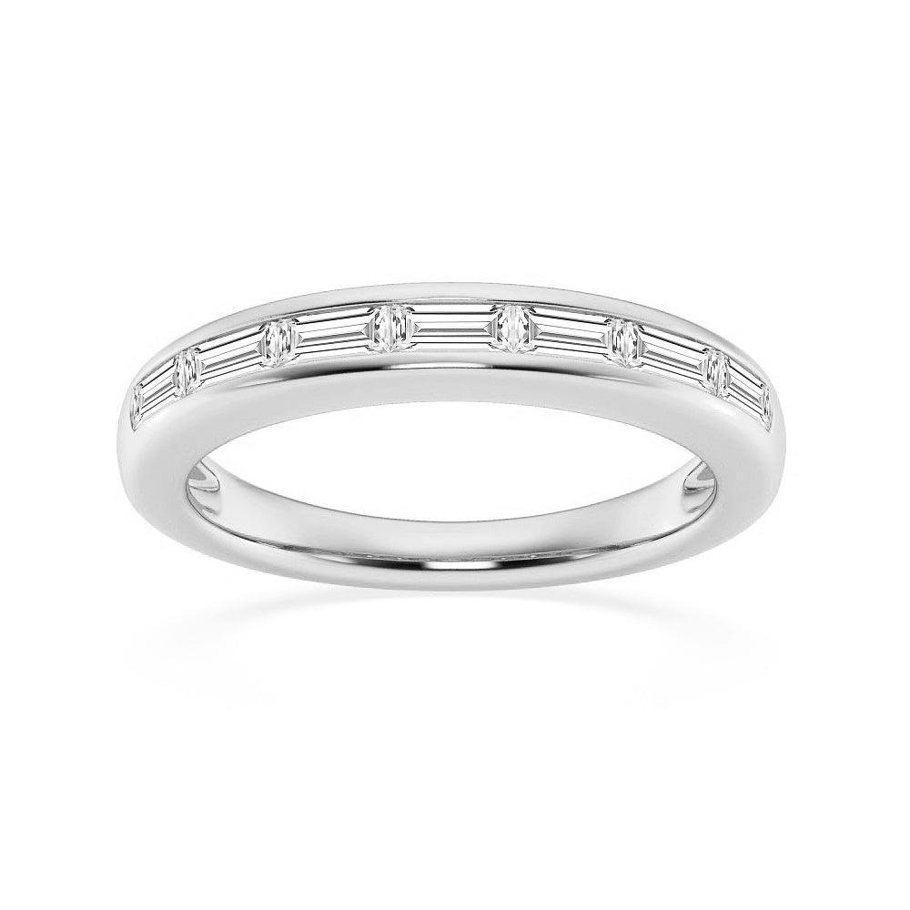 925 Sterling Silver Baguette Cut Diamond Wedding Band