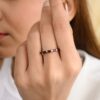 925 Sterling Silver Baguette Cut Garnet Half Eternity Band - Image 2