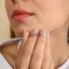 925 Sterling Silver Baguette Cut Garnet Half Eternity Band - Image 4