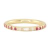 925 Sterling Silver Baguette Diamond and Ruby Band - Image 3